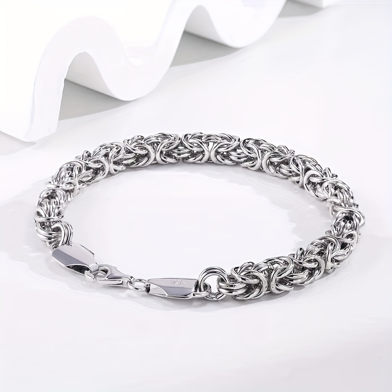 925 Silver Hip Hop Italian Byzantine Bracelet Solid Cut Braided